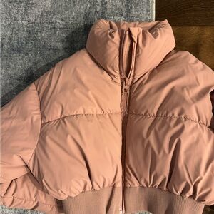 Zara Women's Pink Crop Puffer Jacket